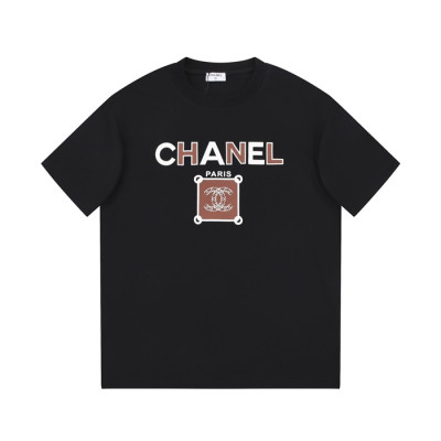 샤넬 남/녀 크루넥 블랙 반팔티 - Chanel Unisex Black Tshirts - ch107x