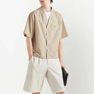 프라다 남성 모던 베이지 반팔 셔츠 - Prada Mens Beige Short sleeved Shirts - pr505x