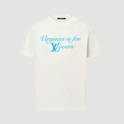 루이비통 남성 화이트 크루넥 반팔티 - Louis vuitton Mens White Short sleeved Tshirts - lv946x