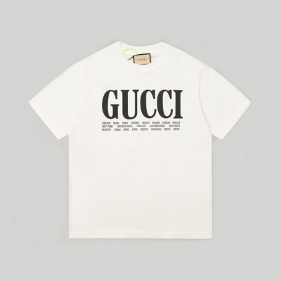구찌 남/녀 화이트 크루넥 반팔티 - Gucci Unisex White Short sleeved Tshirts - gu682x