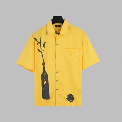 프라다 남성 모던 옐로우 반팔 셔츠 - Prada Mens Yellow Short sleeved Shirts - pr507x