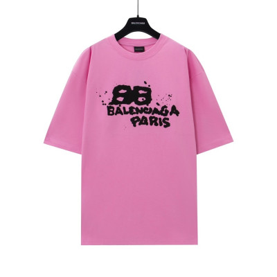 발렌시아가 남성 핑크 크루넥 반팔티 - Balenciaga Mens Pink Short sleeved Tshirts - ba399x