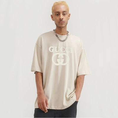 구찌 남/녀 아이보리 크루넥 반팔티 - Gucci Unisex Ivory Short sleeved Tshirts - gu685x
