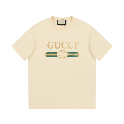 구찌 남/녀 아이보리 크루넥 반팔티 - Gucci Unisex Ivory Short sleeved Tshirts - gu687x