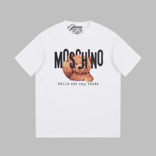 모스키노 남/녀 크루넥 화이트 반팔티 - Moschino Unisex White Tshirts - mos230x