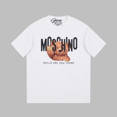 모스키노 남/녀 크루넥 화이트 반팔티 - Moschino Unisex White Tshirts - mos230x