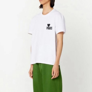 아미 여성 크루넥 화이트 반팔티 - Ami Womens White Short sleeved Tshirts - am08x
