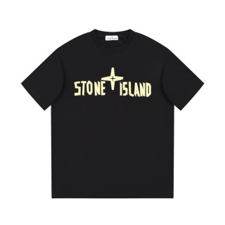 스톤아일랜드 남성 블랙 크루넥 반팔티 - Stone Island Mens Black Tshirts - st69x