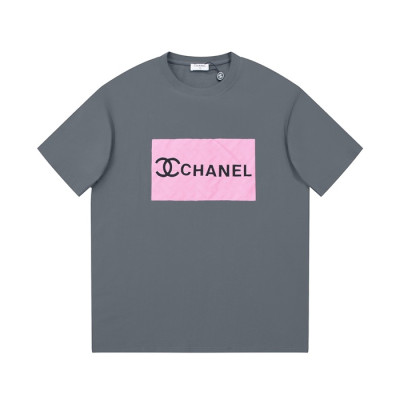 샤넬 남/녀 크루넥 그레이 반팔티 - Chanel Unisex Gray Tshirts - ch419x