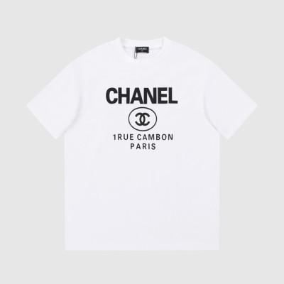 샤넬 남/녀 크루넥 화이트 반팔티 - Chanel Unisex White Tshirts - ch422x