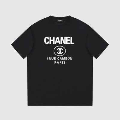 샤넬 남/녀 크루넥 블랙 반팔티 - Chanel Unisex Black Tshirts - ch423x