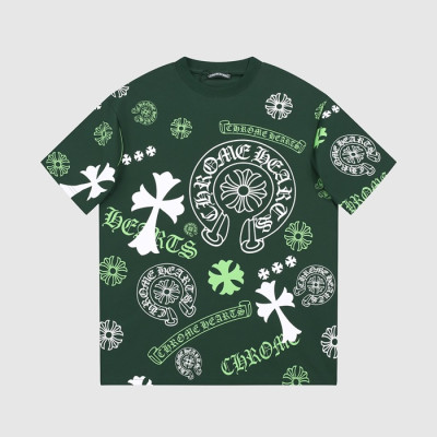 크롬하츠 남성 그린 크루넥 반팔티 - Chrom Hearts Mens Green Short sleeved Tshirts - ch148x