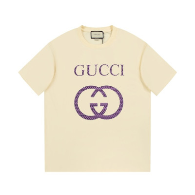 구찌 남/녀 아이보리 크루넥 반팔티 - Gucci Unisex Ivory Short sleeved Tshirts - gu706x