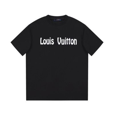 루이비통 남성 블랙 크루넥 반팔티 - Louis vuitton Mens Black Short sleeved Tshirts - lv1070x