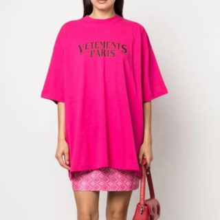 베트멍 남/녀 트렌디 핑크 반팔티 - Vetements Unisex Pink Tshirts - vet350x