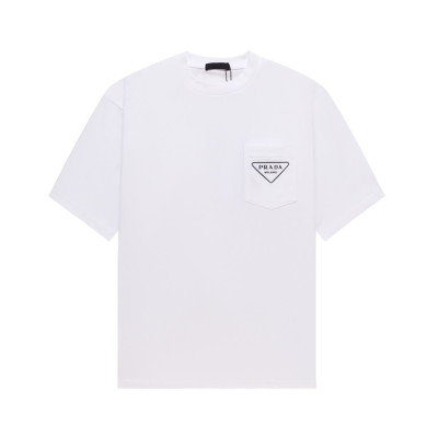 프라다 남성 크루넥 화이트 반팔티 - Prada Mens White Short sleeved Tshirts - pr524x