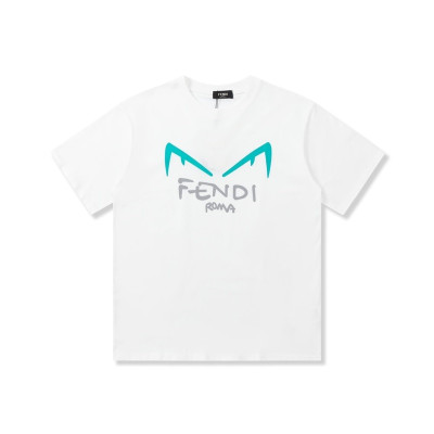 펜디 남성 화이트 크루넥 반팔티 - Fendi Mens White Short sleeved Tshirts - fe132x