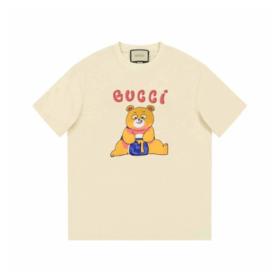 구찌 남/녀 아이보리 크루넥 반팔티 - Gucci Unisex Ivory Short sleeved Tshirts - gu717x