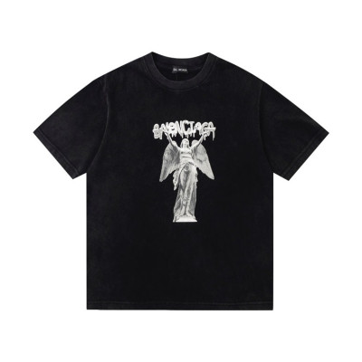 발렌시아가 남성 블랙 크루넥 반팔티 - Balenciaga Mens Black Short sleeved Tshirts - ba432x