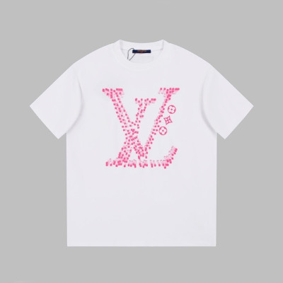 루이비통 남성 화이트 크루넥 반팔티 - Louis vuitton Mens White Short sleeved Tshirts - lv1105x