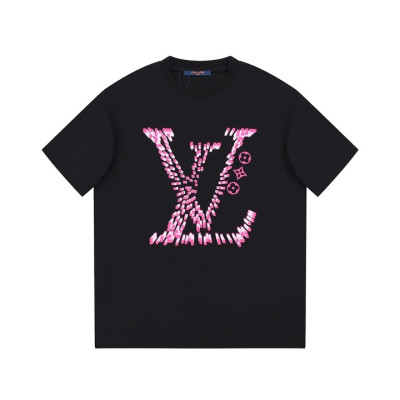 루이비통 남성 블랙 크루넥 반팔티 - Louis vuitton Mens Black Short sleeved Tshirts - lv1106x