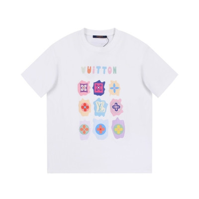 루이비통 남성 화이트 크루넥 반팔티 - Louis vuitton Mens White Short sleeved Tshirts - lv1110x