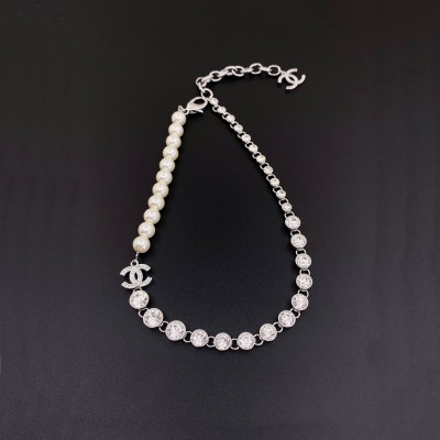 샤넬 여성 진주 목걸이 - Chanel Womens White Gold Necklace - acc25x