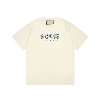 구찌 남/녀 아이보리 크루넥 반팔티 - Gucci Unisex Ivory Short sleeved Tshirts - gu724x
