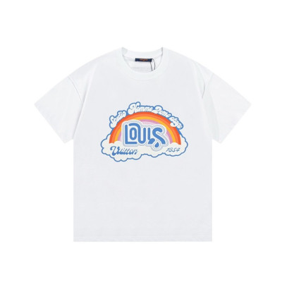 루이비통 남성 화이트 크루넥 반팔티 - Louis vuitton Mens White Short sleeved Tshirts - lv1113x