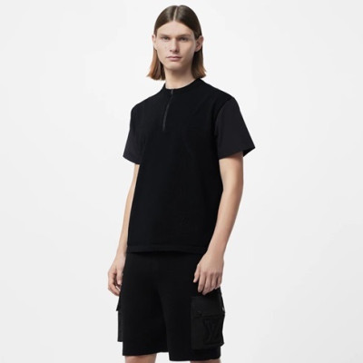 루이비통 남성 블랙 크루넥 반팔티 - Louis vuitton Mens Black Short sleeved Tshirts - lv1114x