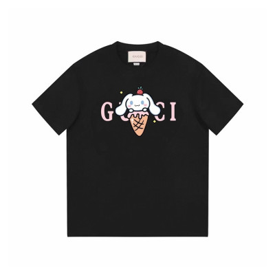 구찌 남/녀 블랙 크루넥 반팔티 - Gucci Unisex Black Short sleeved Tshirts - gu728x