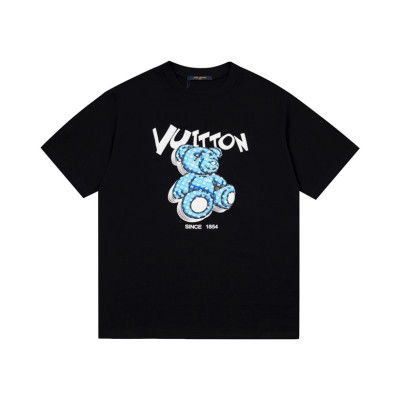 루이비통 남성 블랙 크루넥 반팔티 - Louis vuitton Mens Black Short sleeved Tshirts - lv1115x