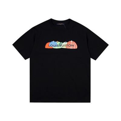 루이비통 남성 블랙 크루넥 반팔티 - Louis vuitton Mens Black Short sleeved Tshirts - lv1117x