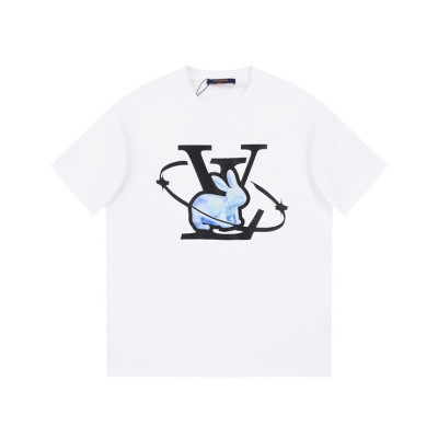 루이비통 남성 화이트 크루넥 반팔티 - Louis vuitton Mens White Short sleeved Tshirts - lv1125x