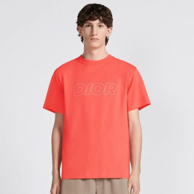 디올 남성 오렌지 크루넥 반팔티 - Dior Mens Orange Short sleeved Tshirts - di502x