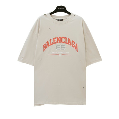 발렌시아가 남성 베이지 크루넥 반팔티 - Balenciaga Mens Beige Short sleeved Tshirts - ba445x