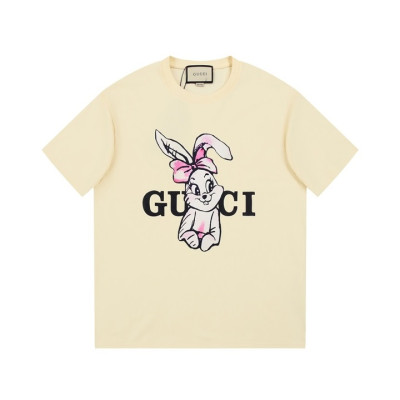 구찌 남/녀 아이보리 크루넥 반팔티 - Gucci Unisex Ivory Short sleeved Tshirts - gu732x