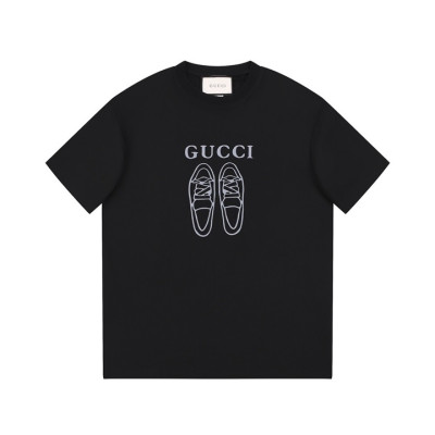 구찌 남/녀 블랙 크루넥 반팔티 - Gucci Unisex Black Short sleeved Tshirts - gu733x