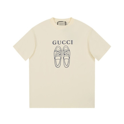 구찌 남/녀 아이보리 크루넥 반팔티 - Gucci Unisex Ivory Short sleeved Tshirts - gu734x