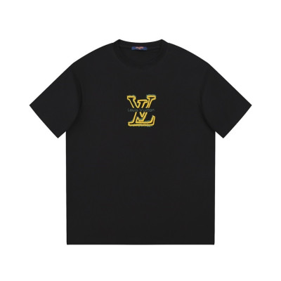 루이비통 남성 블랙 크루넥 반팔티 - Louis vuitton Mens Black Short sleeved Tshirts - lv1139x