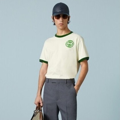구찌 남/녀 화이트 크루넥 반팔티 - Gucci Unisex White Short sleeved Tshirts - gu738x
