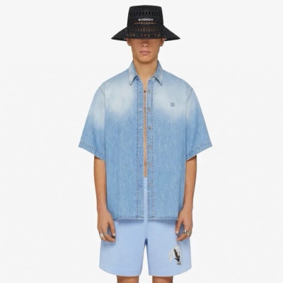 지방시 남성 블루 반팔 셔츠 - Givenchy Mens Blue Shirts - gi288x