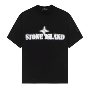 스톤아일랜드 남성 블랙 크루넥 반팔티 - Stone Island Mens Black Tshirts - st76x