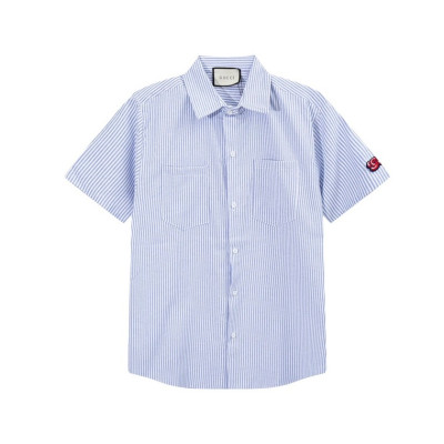 구찌 남성 트렌디 블루 반팔 셔츠 - Gucci Mens Blue Short sleeved Tshirts - gu755x