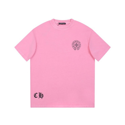 크롬하츠 남성 핑크 크루넥 반팔티 - Chrom Hearts Mens Pink Short sleeved Tshirts - ch154x