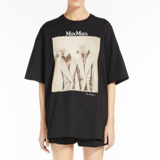 막스마라 여성 블랙 크루넥 반팔티 - Maxmara Womens Black Short sleeved Tshirts - max111x