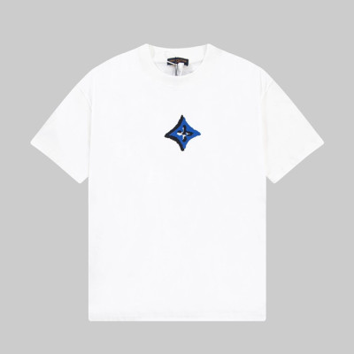 루이비통 남성 화이트 크루넥 반팔티 - Louis vuitton Mens White Short sleeved Tshirts - lv1371x