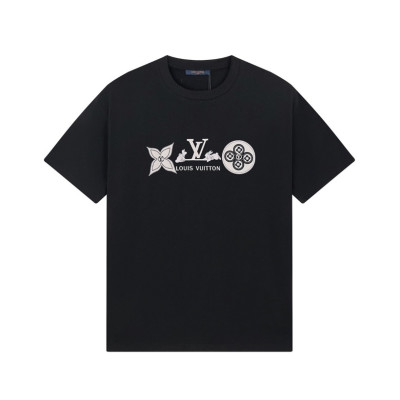 루이비통 남성 블랙 크루넥 반팔티 - Louis vuitton Mens Black Short sleeved Tshirts - lv1380x