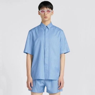 디올 남성 블루 반팔 셔츠 - Dior Mens Blue Half sleeved Tshirts - di521x