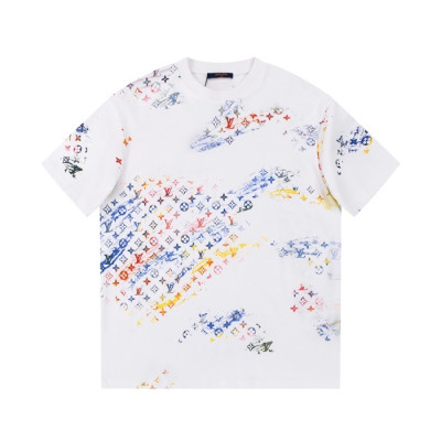 루이비통 남성 화이트 크루넥 반팔티 - Louis vuitton Mens White Short sleeved Tshirts - lv1395x